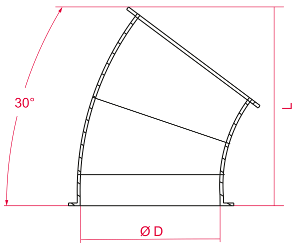 In this image you can see a 30 degrees segment bend
