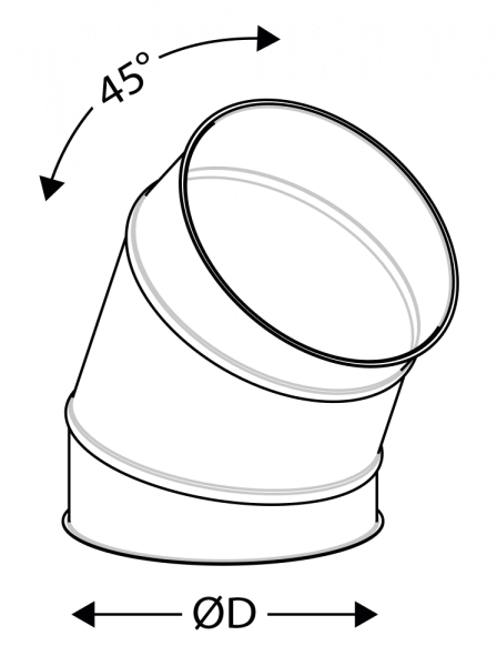 In this image you can see a drawing of a 45 degrees segment bend